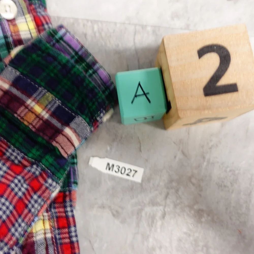 Patchwork Button Down Shirt Boys 12 18M BABY GAP Madras Plaid Preppy Holiday Ivy